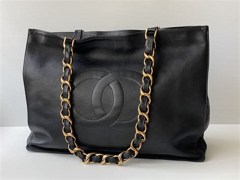 chanel original black bag|large Black Chanel tote bag.